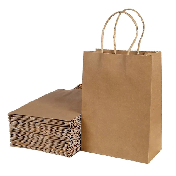 Sacolas De Papel Com Alças, Pacote Com 30 Unidades, Para Presentes, 15x21x8cm (marrom)