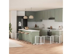 Vidaxl Portão P/ Cães Com Porta Dobrável 12 Painéis 600cm Álamo Branco