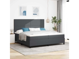 Vidaxl Cama Box Com Cabeceira Cinza Escuro E Branco 200 X 200 Cm