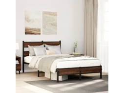 Vidaxl Estrutura Cama S/ Colchão Derivados Madeira Carvalho Castanho