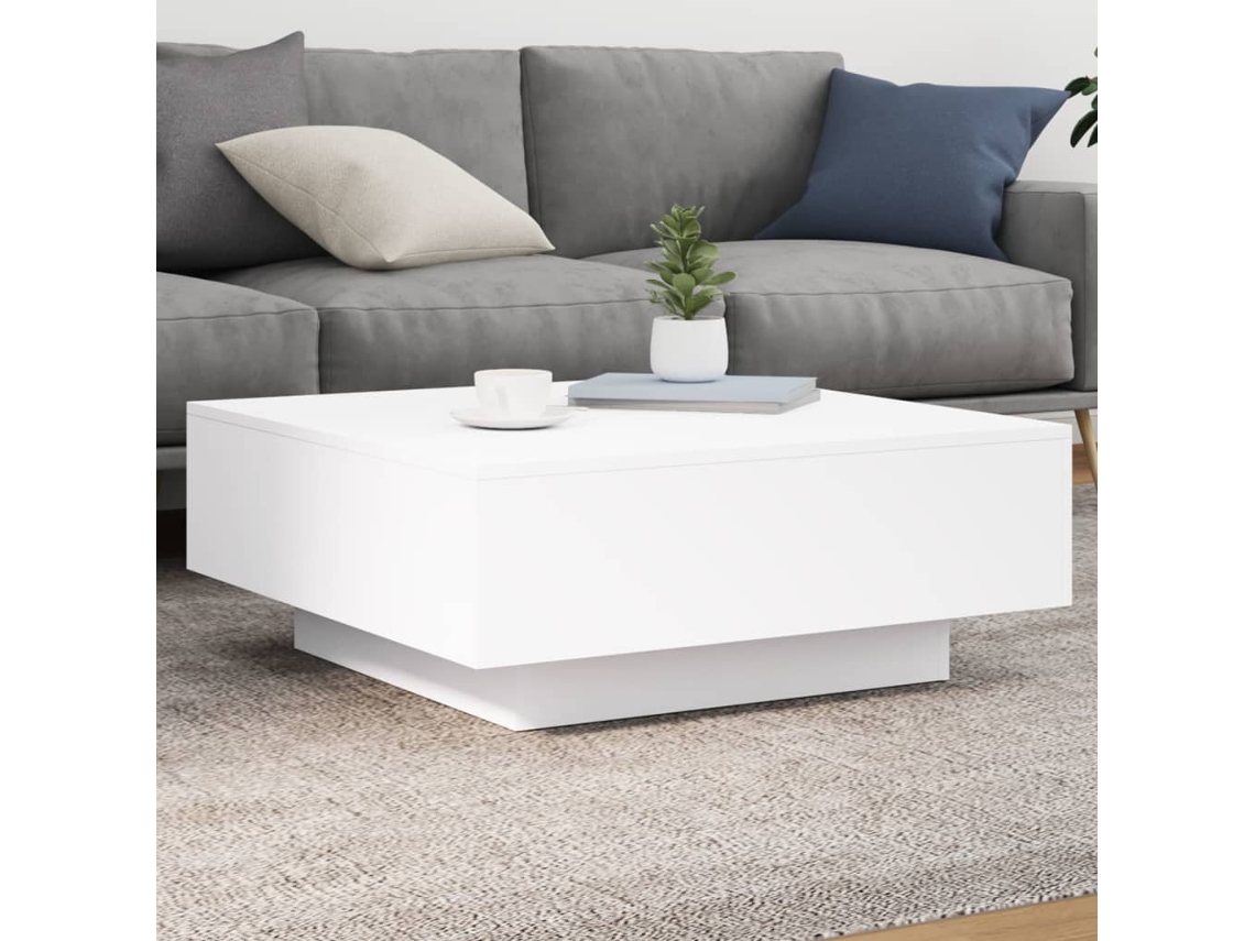 Vidaxl Mesa De Centro Com Luzes Led 80x80x31cm Branco