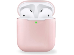 Capa Silicone Rosa Para Airpods 1/2, Compatível Carga Qi