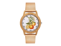 Reloj Unisex Zhoulianfa Dial Fruta Correa Malla Cuarzo Analógico Oro Rosa