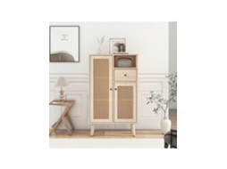 Sideboard Em Madeira Com 2 Portas De Vime, 1 Gaveta, Armário De Canto, Cômoda, Armário De Armazenamento Com Amplo Espaço, 60x40x101cm Quenty