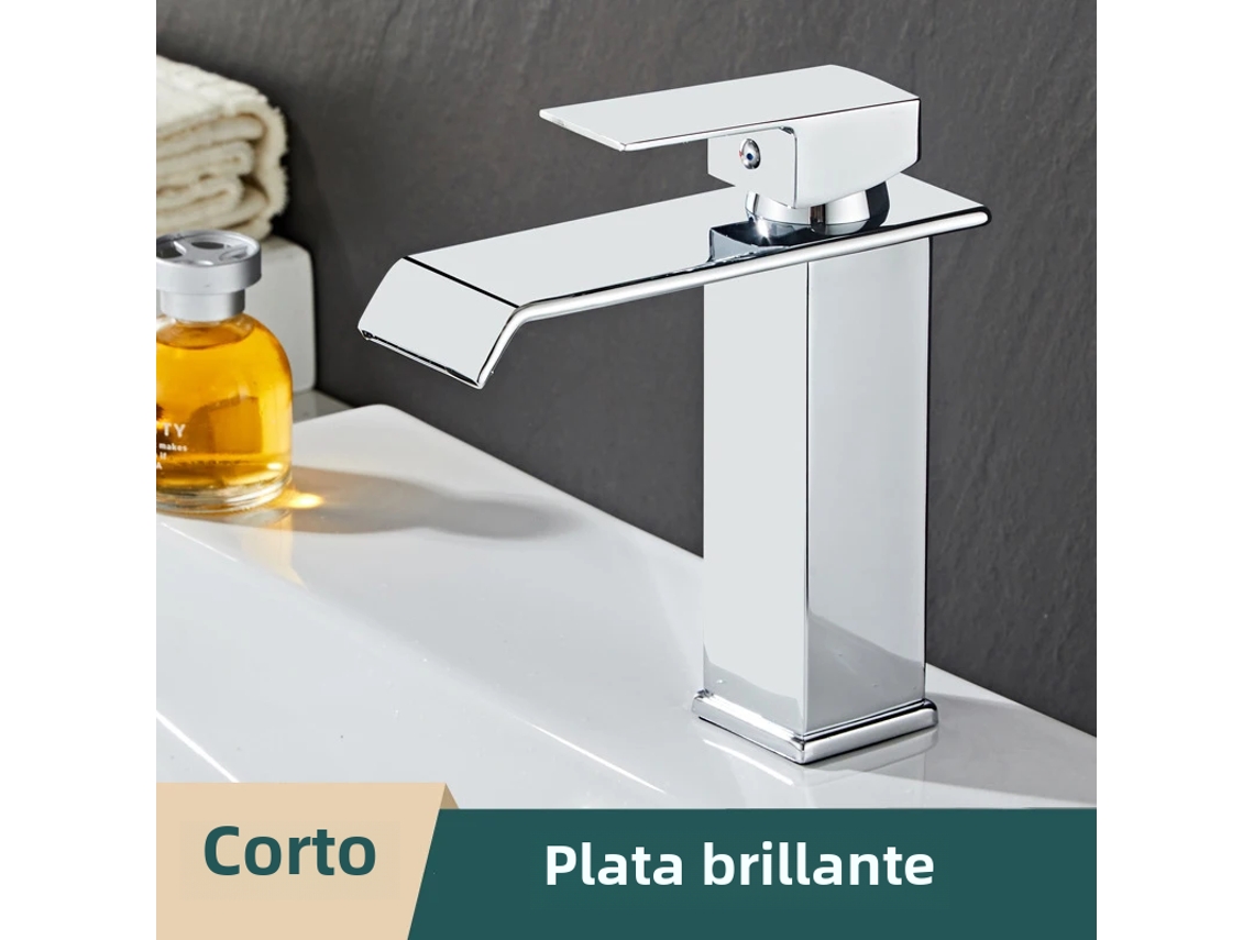 Torneira Moderna de Aço Inoxidável com Alavanca Única para Água Quente e Fria MDUG (modelo B Prateado Curto)
