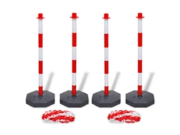 Vidaxl Conjunto De 4 Postes E 2 Correntes De Plástico Com 10 M Cada