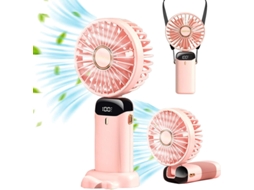 Miniventilador de mão, 90° ajustável, ventilador de 5 velocidades, adequado para viagens de escritório em casa, rosa Yizhood