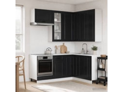Vidaxl Unidade De Cozinha Porto 8 Unid. Preto Derivados De Madeira