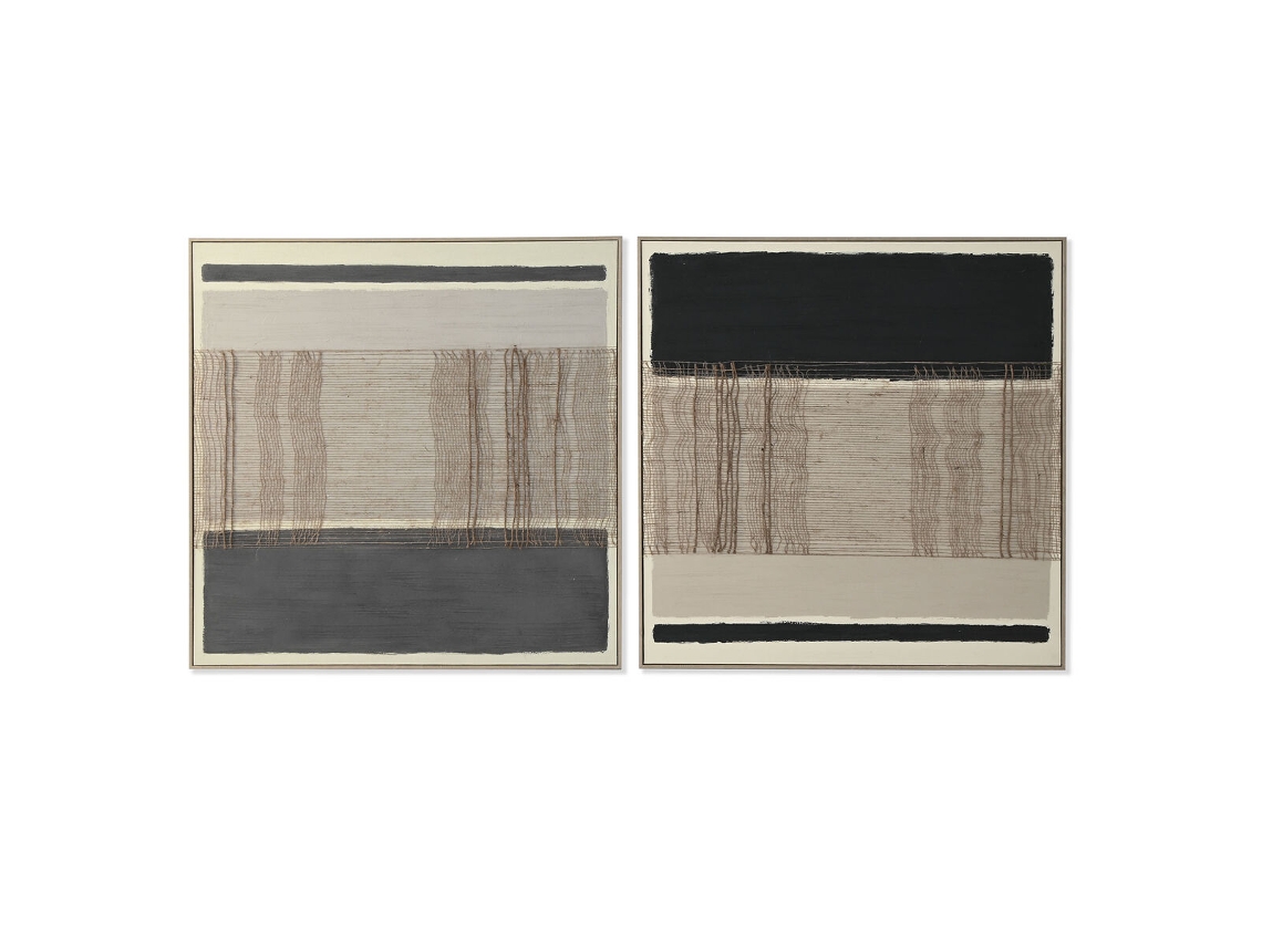Pintura Home Esprit Marrom Preto Abstrato Urbana 102 X 4,5 X 102 Cm (2 Unidades)