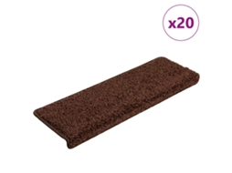 Vidaxl Tapetes De Escada 20 Peças 65x21x4 Cm Marrom Com Borda Retangular