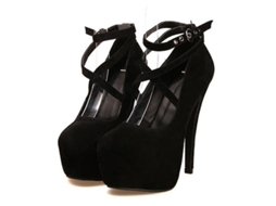 2026 zapatos de Tacón Alto Pumps para Mujer Con Plataforma de Gamuza Negro para Bodas Y Fiestas 11cm