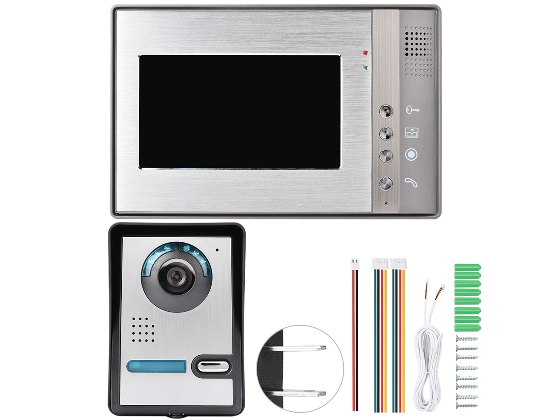 Campainha De Interfone De Vídeo Com Fio De 7 Polegadas (tela Grande De 7 Polegadas, Compatível Com Padrão Americano, 110v-240v)