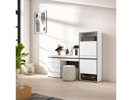 Sapateira 187X145X35 Cm para Quarto Dormitório Cómoda Toucador Branco SKRAUT HOME