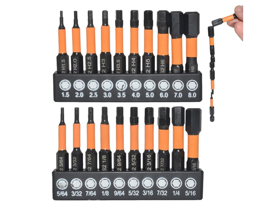Conjunto Chaves Allen para Furadeiras CHABERLU Kit de Brocas Hexagonais em Aço S2
