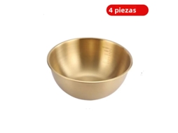 Tigelas De Cozinha Em Aço Inoxidável (17 Cm, Douradas, Conjunto De 4 Peças), Tigelas Para Salada De Frutas Em Estilo Coreano, Com Marcações Graduadas.