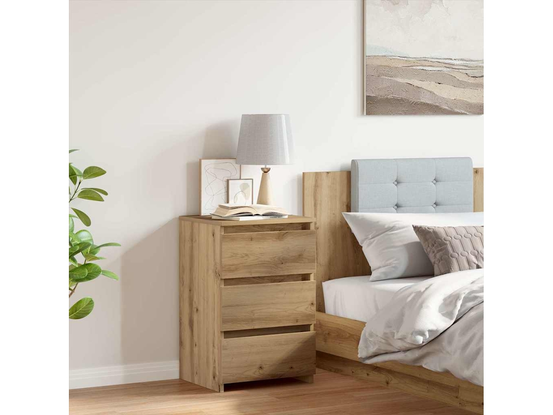 Vidaxl Mesa De Cabeceira Em Carvalho Artesanal 40x35x62,5 Cm