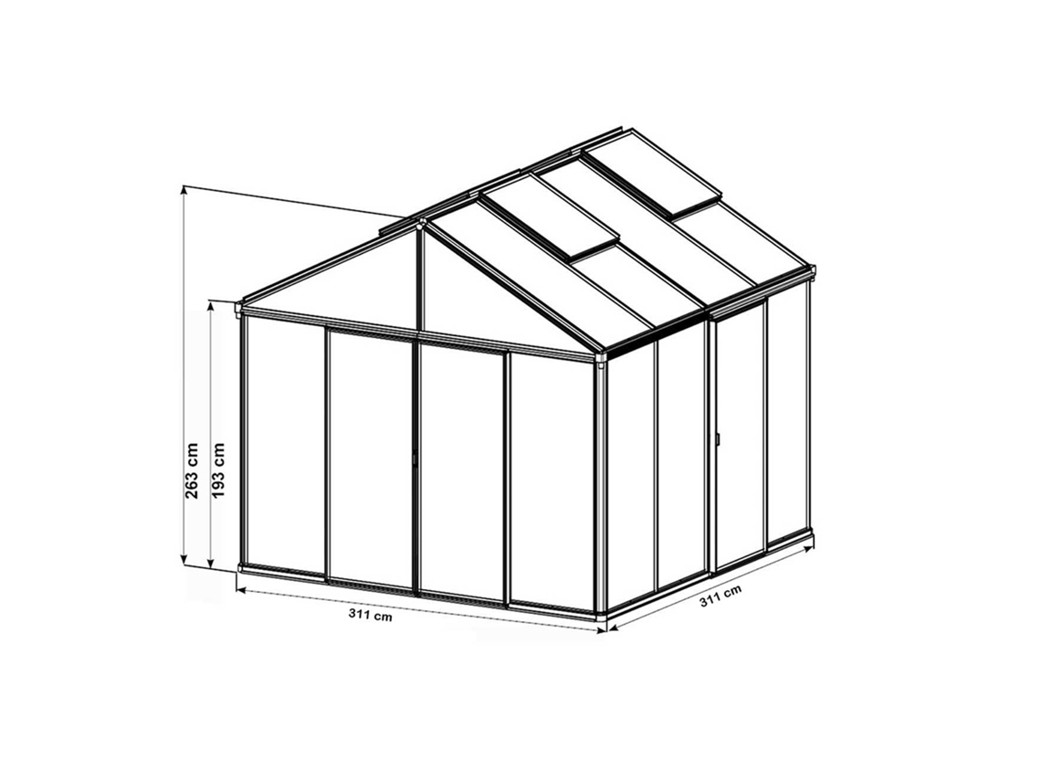 Gfp Estufa Asteria 22 Premium 311x311 Cm Placas Alveolares De 16 Mm, Cor Verde Gfp Garten Freizeitprofi