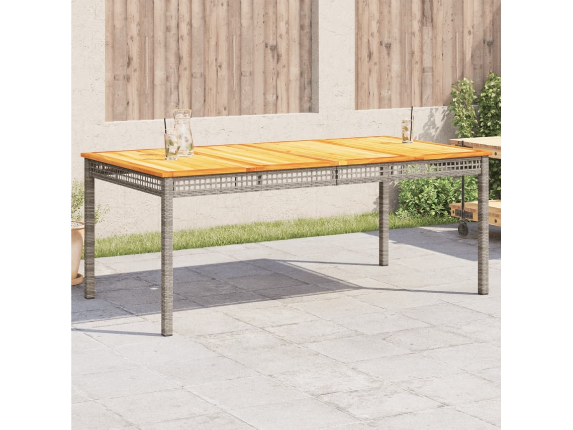 Vidaxl Mesa De Jardim 180x90x75cm Vime Pe E Madeira De Acácia Cinzento