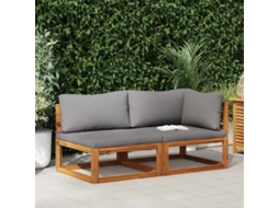 Vidaxl Conjunto Sofás 2 Pcs C/ Almofadões Cinza-escuro Acácia Maciça