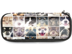 Este organizador grande para lápis e marcadores com estampa de gatos é ideal para a escola e para a mesa.
