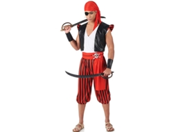 Fato de pirata listrado vermelho para homem