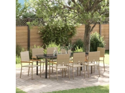 Vidaxl Conjunto De Jantar Para Jardim Com Almofada 9 Pcs Bege Vime Pe