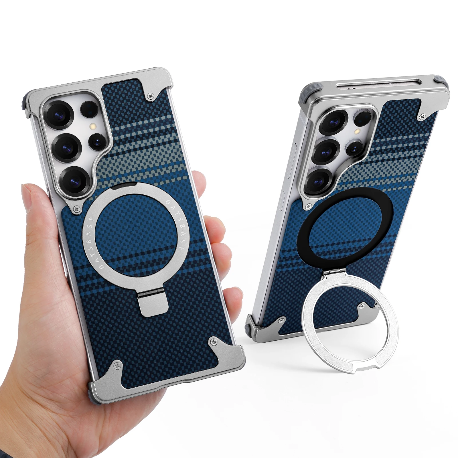 Capa Para Celular (titanium Galaxy S25 Ultra) Com Suporte, Capa Protetora Magnética Texturizada Em Kevlar, Estrutura Metálica.