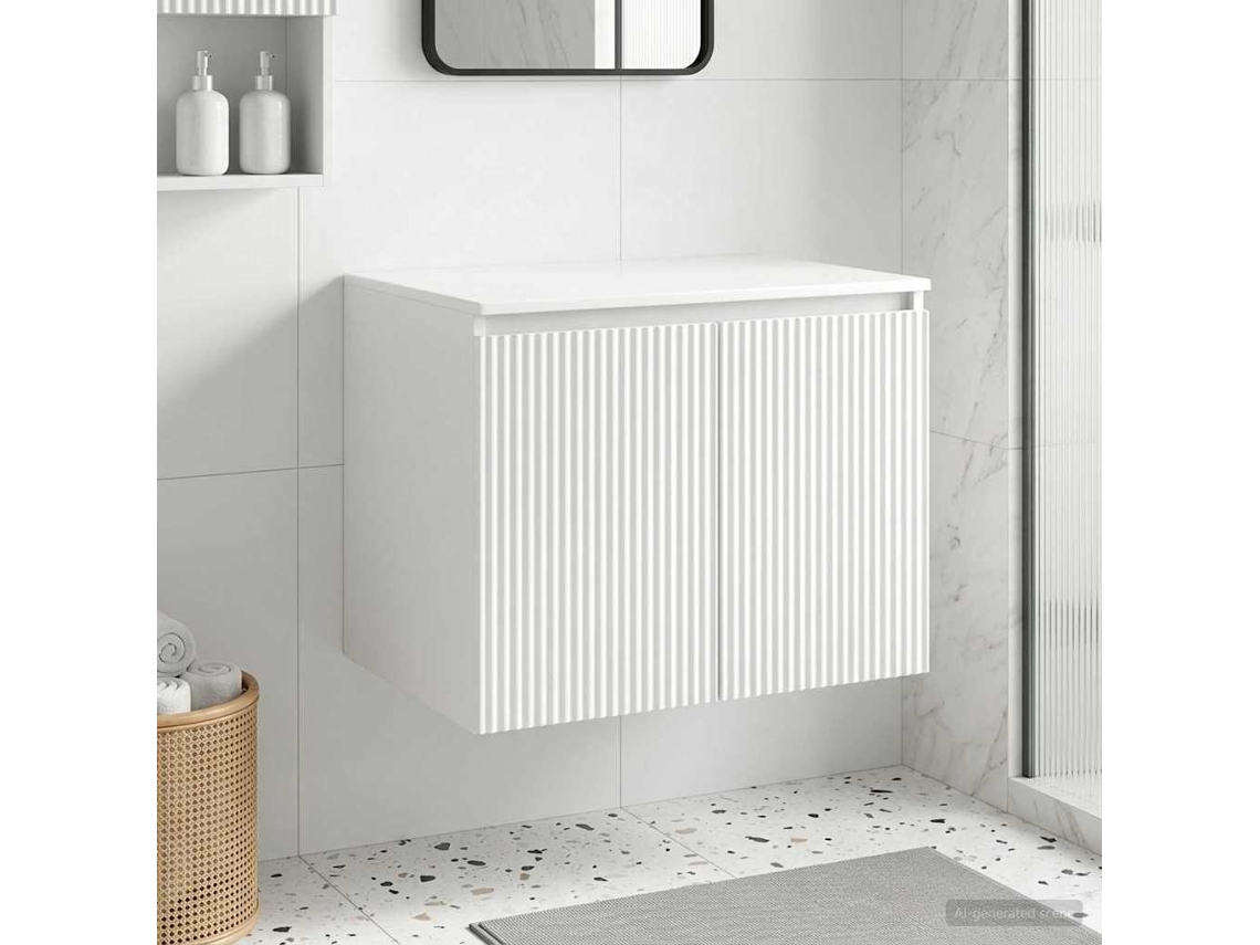 Vidaxl Gabinete De Banheiro Suspenso Branco 62,5 X 44,5 X 50 Cm
