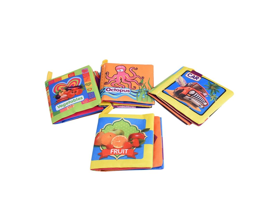 Mali conjunto 4 Livros de Tecido Infantil Colorido Educativo Bebê Aprendizagem Cartoons