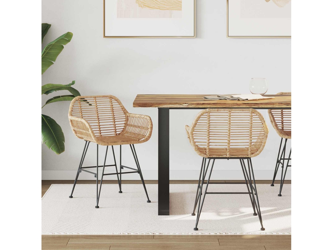 Vidaxl Cadeira De Jantar 2 Unid. Rattan E Ferro Natural