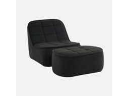 Cadeirão Boucle Texturizada 1 Lugar Descanso Para Pés, Preto Sweeek