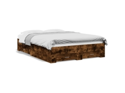 Bed Frame, Bed Frames Vidaxl Marrom Madeira Processada (135 X 190 Cm)