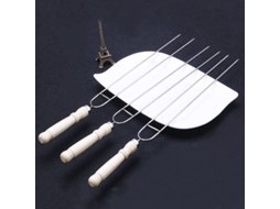 Kit Para Churrasco Ao Ar Livre Com 5 Garfos Em Formato De U, Com Cabos De Madeira E Aço Inoxidável, Ideal Para Grelhar