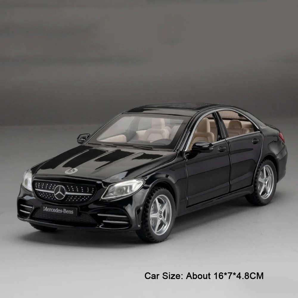 (c260l Preto) 1:32 - Miniatura De Carro Esportivo - Liga Metálica Fundida - Portas Que Abrem - Efeitos Sonoros E Luminosos