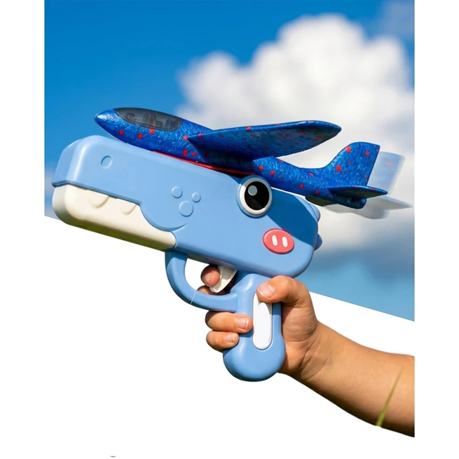(azul) Brinquedo Lançador De Avião De Espuma Em Formato De Dinossauro Para Crianças, Planador De Espuma