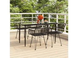 Vidaxl 5 Pcs Conjunto De Jantar P/ Jardim Vime Pe Preto