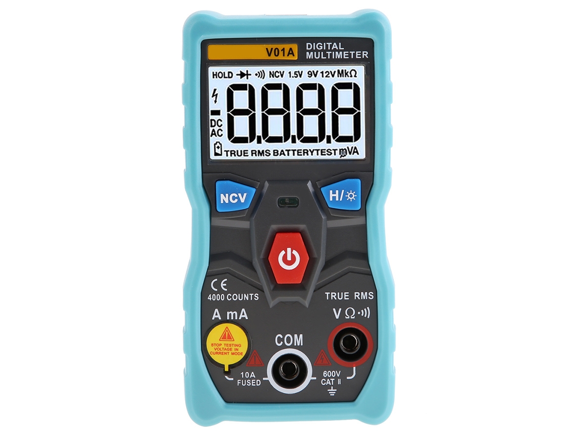 Multímetro ANENG V01A Rms Verdadeiro com Alcance Automático, Ncv, Luz de Fundo, Azul