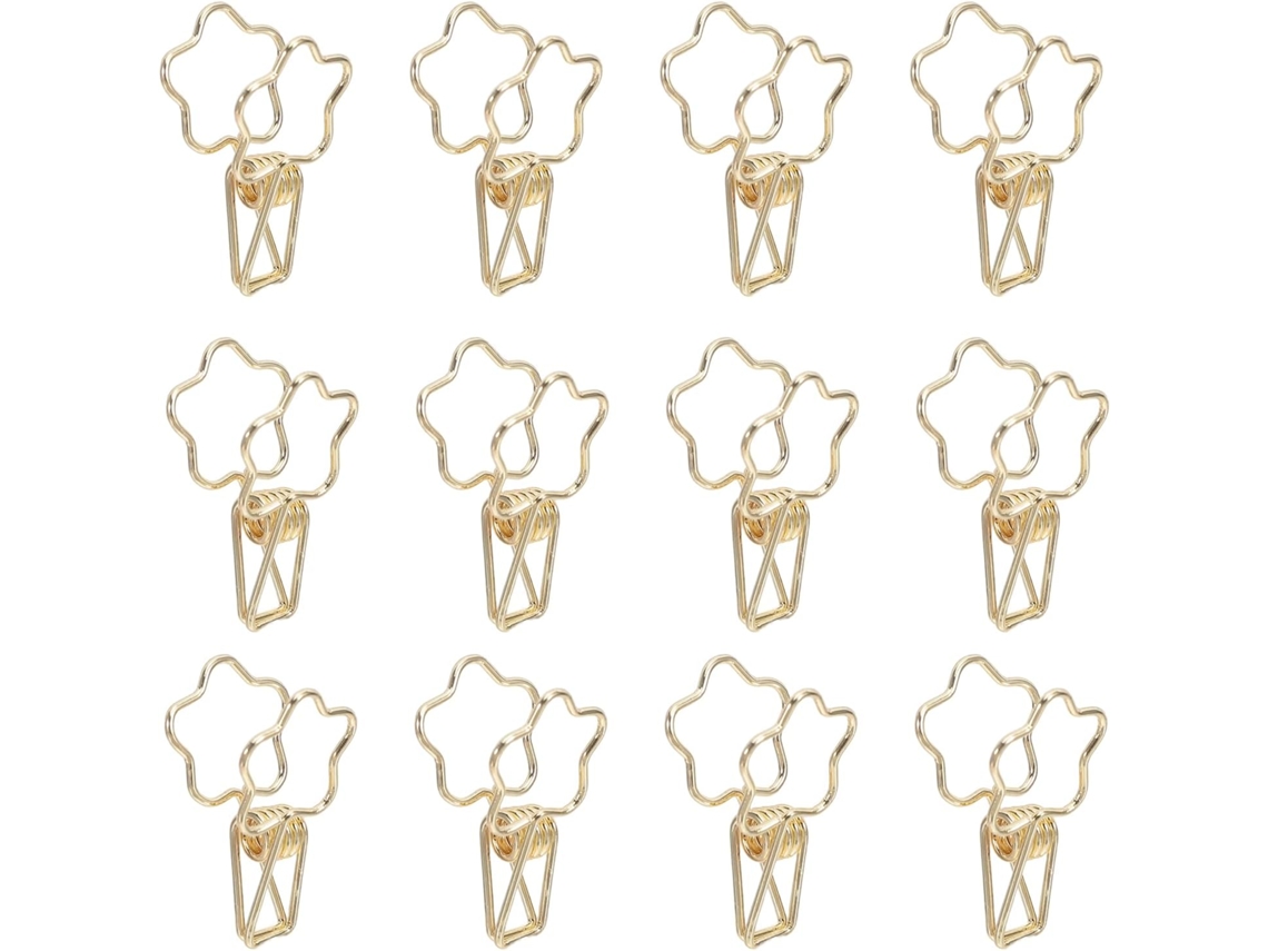 Magiclulu Conjunto De 50-clipes Metal Dourado Em Formato Flor, Pequenos E Resistentes, Para Prender Papel, Sacolas De