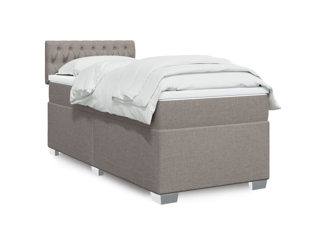 Vidaxl Cama Com Molas/colchão 90x200 Cm Tecido Castanho-acinzentado