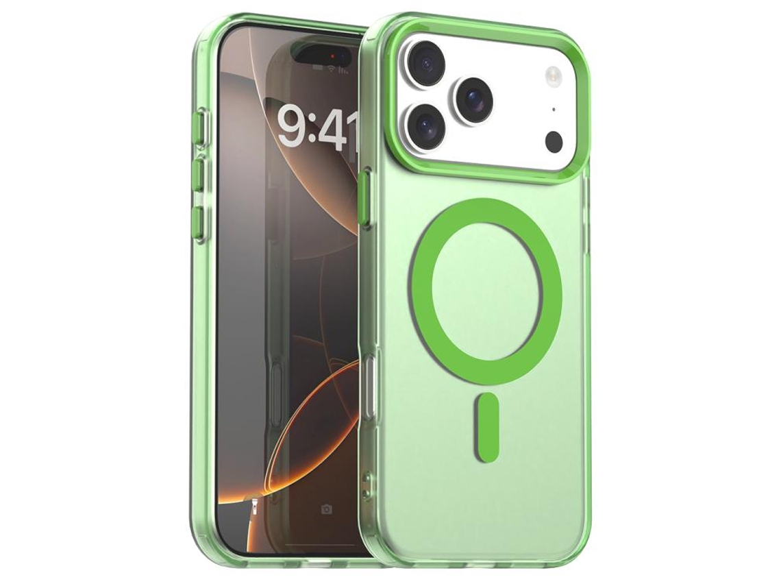 Capa Híbrida Para Iphone 17 Pro - Pc E Tpu Com Magsafe | Candy Design - Verde