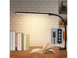Nettlife Candeeiro De Secretária, Led Desk Lamp Black Clamp 3 Cores 5 Níveis De Brilho Usb 5 W Lâmpada De Luz Do Dia Flexível, 5 Cm