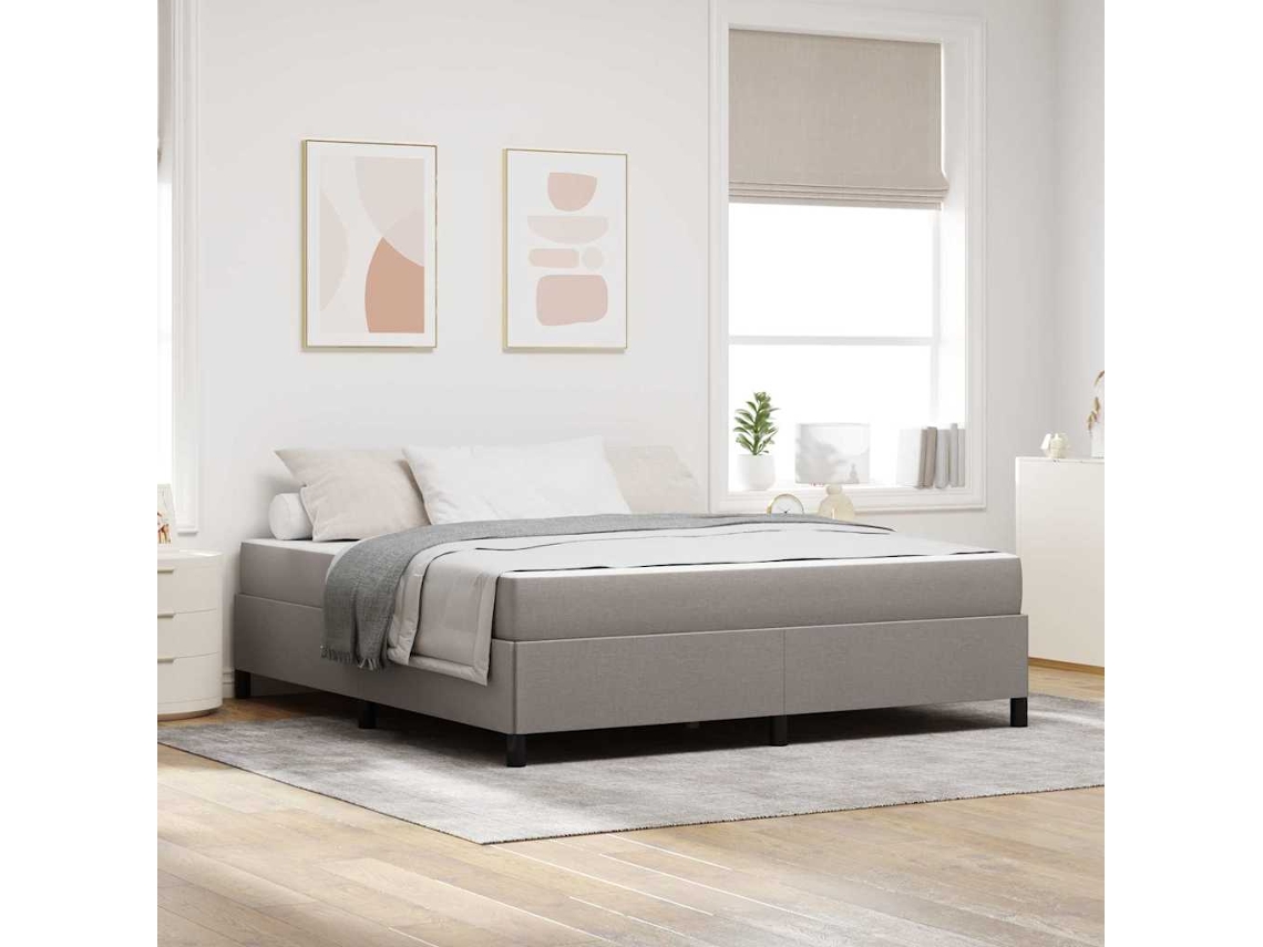 Vidaxl Cama Box Cinzento-acastanhado 180 X 200 Cm Tecido