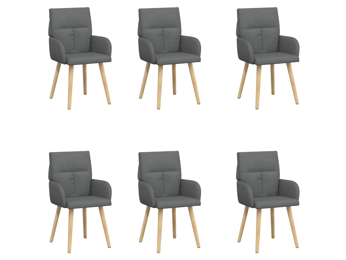 Conjunto 6 Móveis De Jantar Vidaxl Cinzento Escuro Tecido (60 X 56 X 96 Cm)