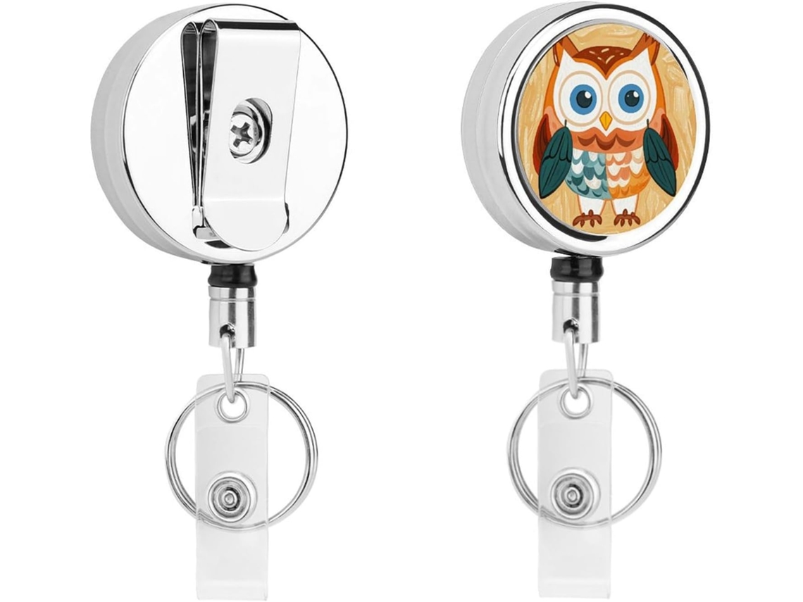 Porta Crachás Retrátil Com Design Coruja, Engraçado Porta Crachás Enfermeira Com Clip E Chaveiro, Suporte