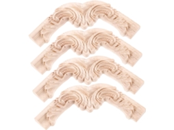 Conjunto de 4 Apliques Madeira Entalhada para Móveis, Embutidos Armários e Portas, Decoração CHABERLU