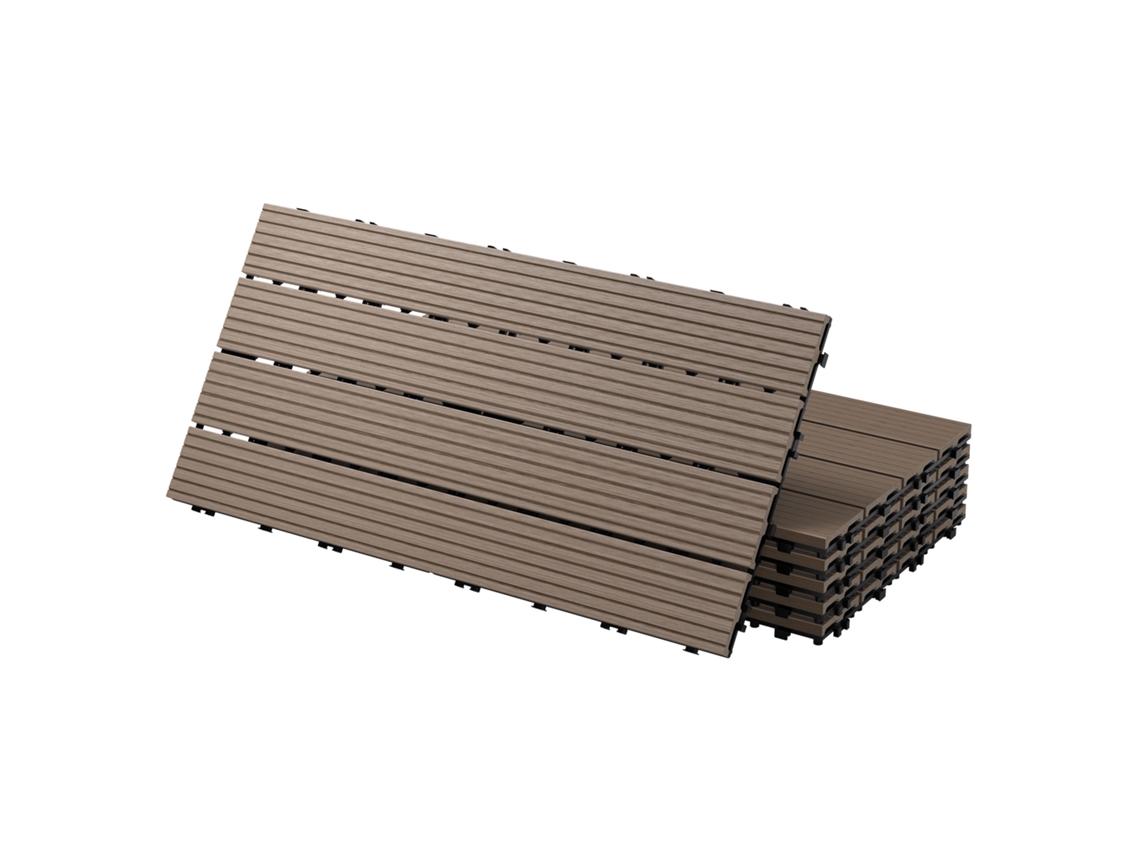 2er P2er Pack Wpc Painel De Chão 60x30 Castanho Escuro