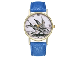 Reloj De Pulsera De Cuarzo Con Diseño Retro, Unisex Casual Azul Real