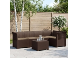 Vidaxl Sofá De Jardim De 5 Pessoas Com Almofadas Visual De Rattan Pp
