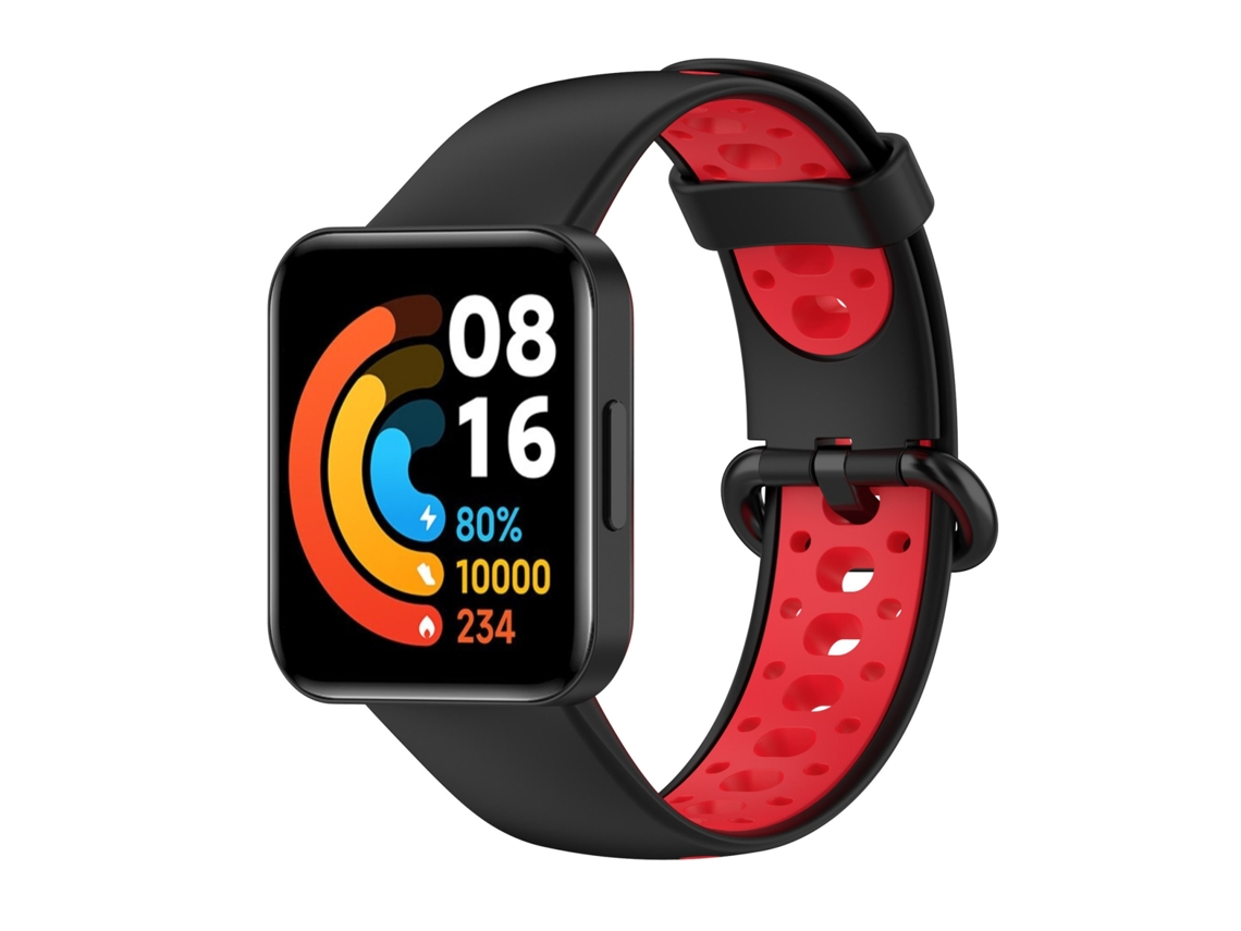 Bracelete de Smartwatch para Xiaomi Redmi Watch 2 de silicone misto de duas cores (preto + vermelho)