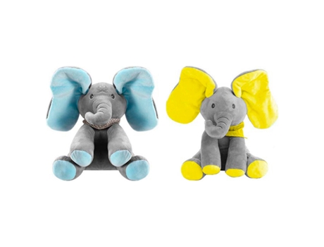 Elefante de pelúcia bebê que canta e dobra as orelhas, brinquedo de elefante Trumpy azul amarelo Mormark